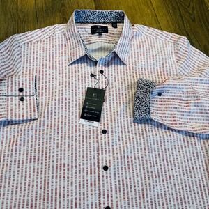Con.Struct Mens XXL Slim Fit Shirt Red‎ White Dash 4-Way Stretch NWT